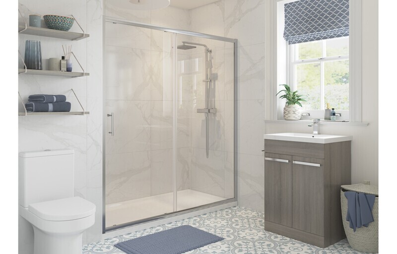 Cleopatra 1000mm Sliding Door - Chrome