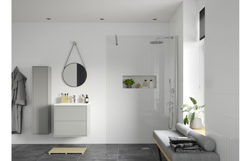 Athen 1200mm Wetroom Panel & Support Bar - Chrome