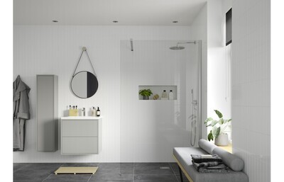 Athen 1200mm Wetroom Panel & Support Bar - Chrome
