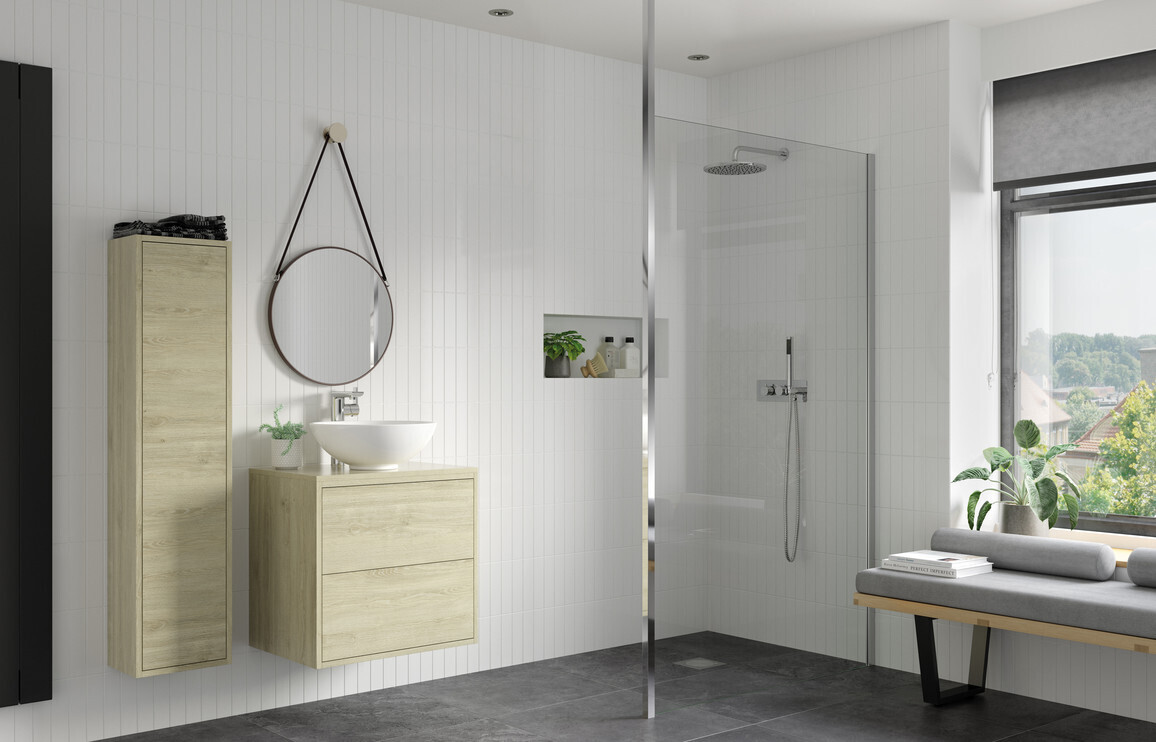 Athen 1200mm Wetroom Panel & Floor-to-Ceiling Pole - Chrome