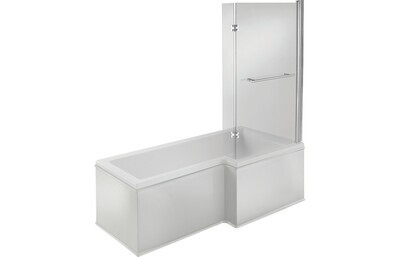 Natasha L Shape SUPERCAST 1700x850x560mm 0TH Shower Bath Pack (RH)