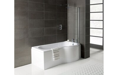P-Shape 1700x700-850x410mm 0TH Shower Bath, Panel & Screen (RH)