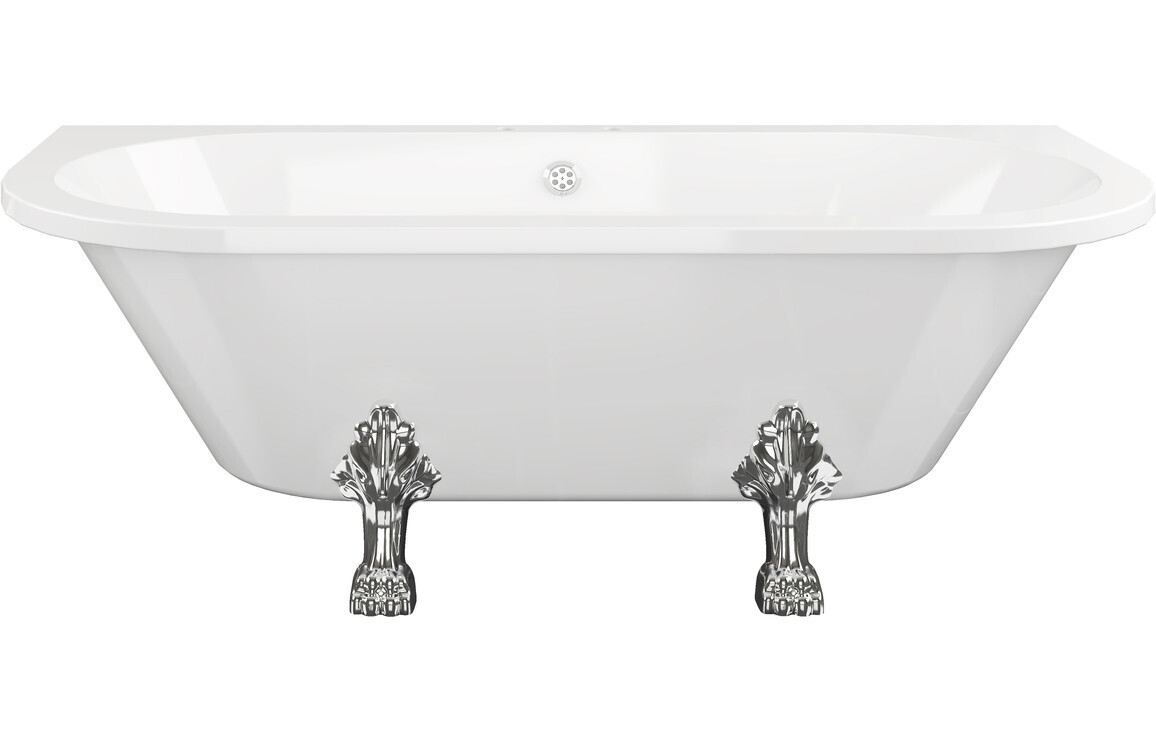 Floyd Freestanding Back To Wall 1700x800x600mm 2TH Bath w/Feet - White