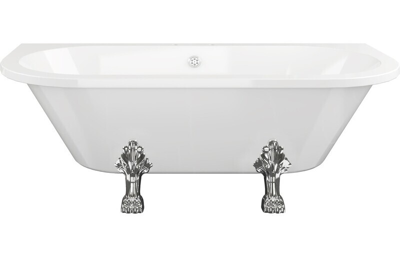 Floyd Freestanding Back To Wall 1700x800x600mm 2TH Bath w/Feet - White