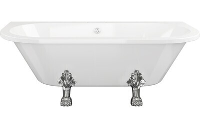 Floyd Freestanding Back To Wall 1700x800x600mm 2TH Bath w/Feet - White