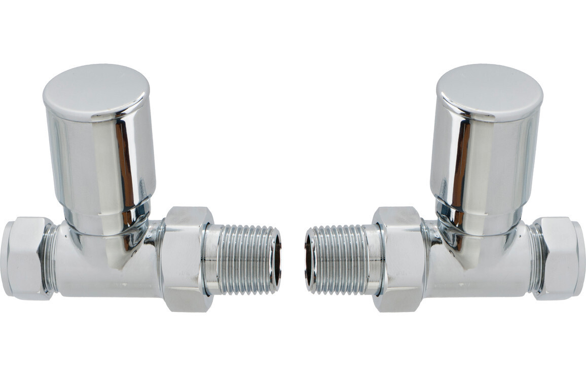 Patterned Chrome Radiator Valves - Straight