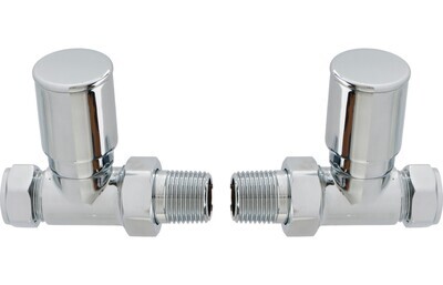 Patterned Chrome Radiator Valves - Straight