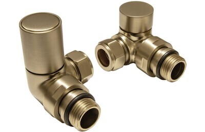 Brushed Brass Radiator Valves - Corner