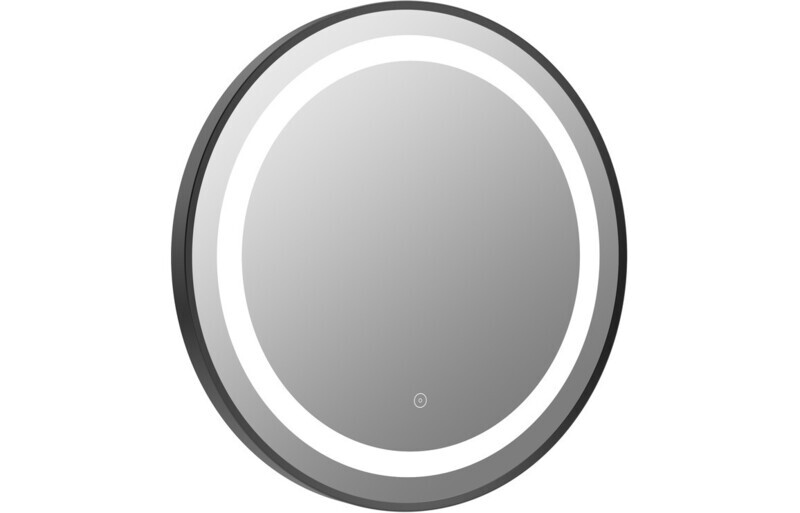 Hannah 600mm Round Front-Lit LED Mirror - Matt Black
