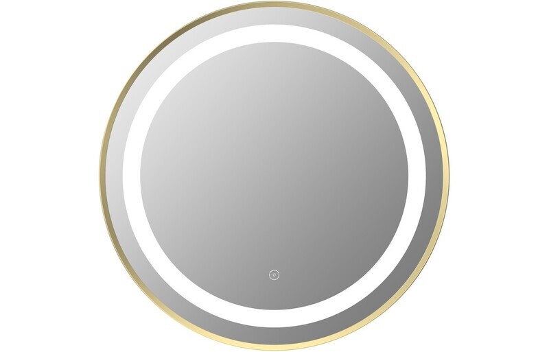 Hannah 600mm Round Front-Lit LED Mirror - Brushed Brass
