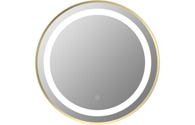 Hannah 600mm Round Front-Lit LED Mirror - Brushed Brass
