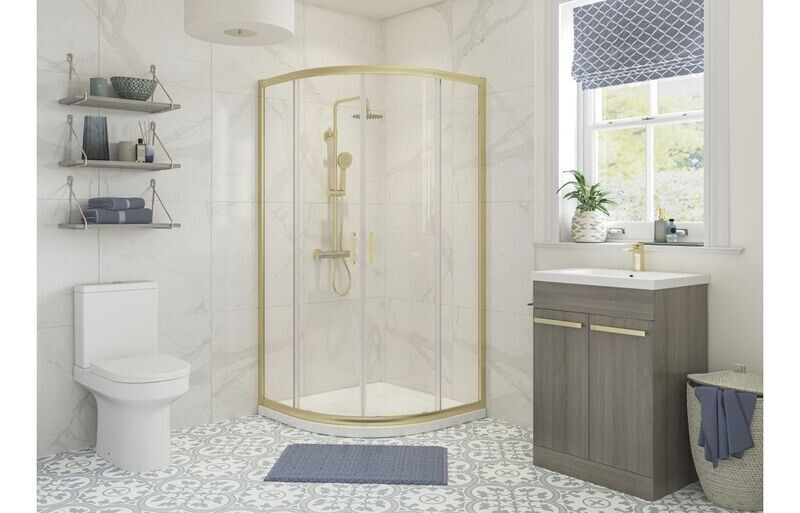 Cleopatra 800mm 2 Door Quadrant - Brushed Brass