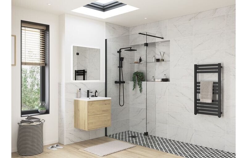 Athen Optional 300mm Wetroom Splash Panel - Black