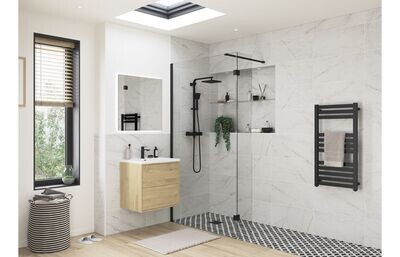 Athen Optional 300mm Wetroom Splash Panel - Black
