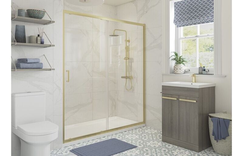 Cleopatra 1200mm Sliding Door - Brushed Brass