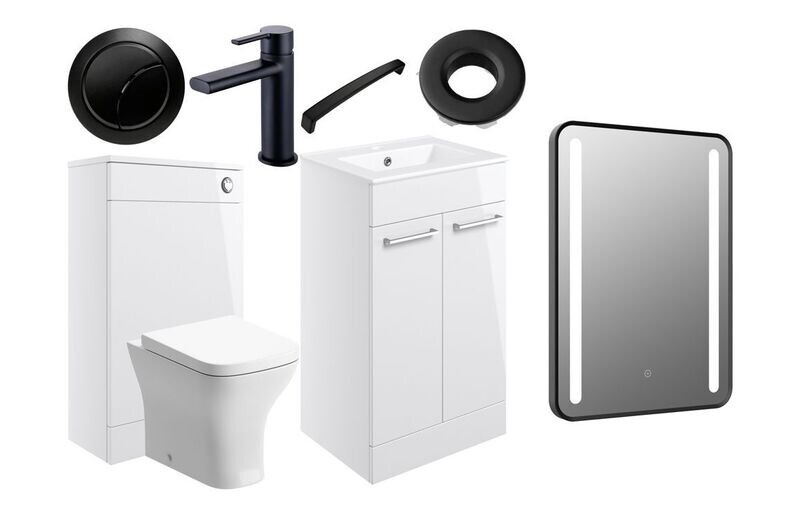 Libby 510mm F/S Furniture Pack - White Gloss w/Black Finishes