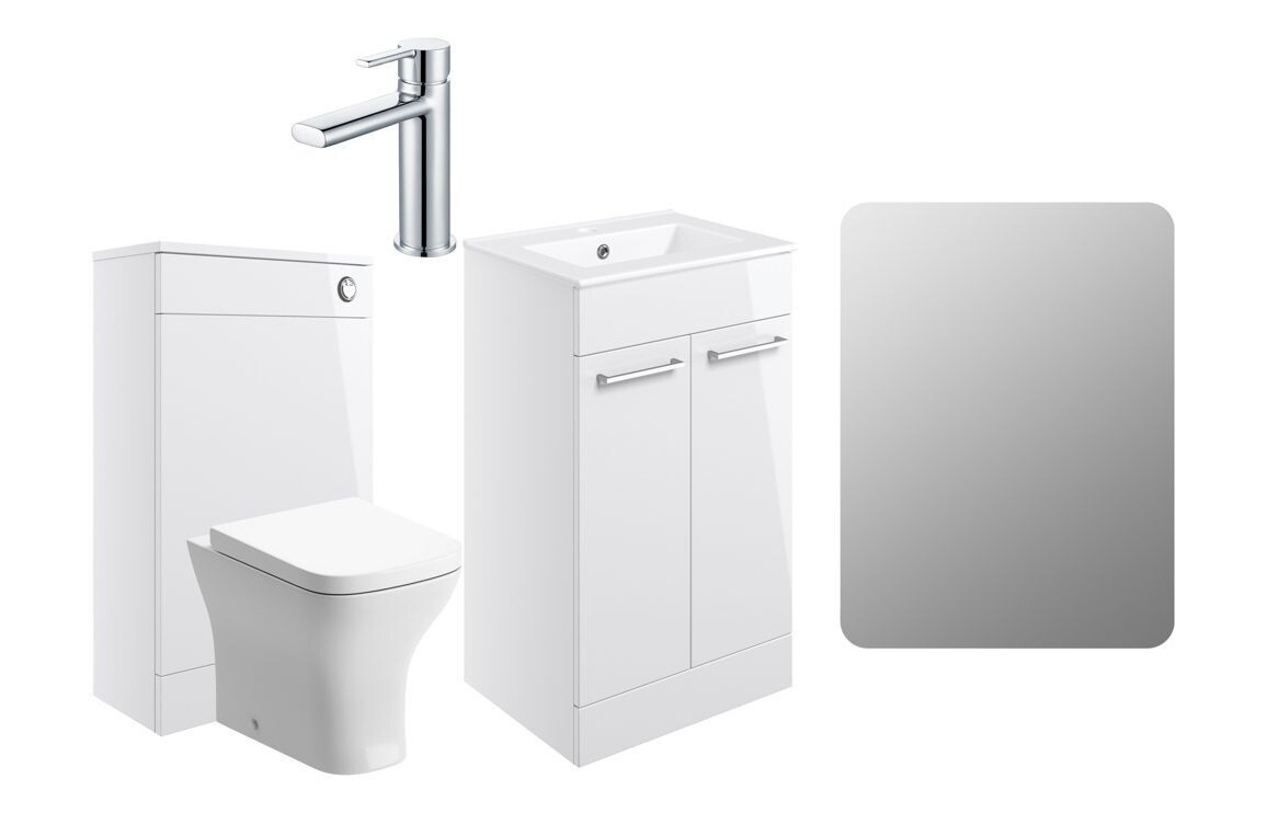 Libby 510mm F/S Furniture Pack - White Gloss w/Chrome Finishes