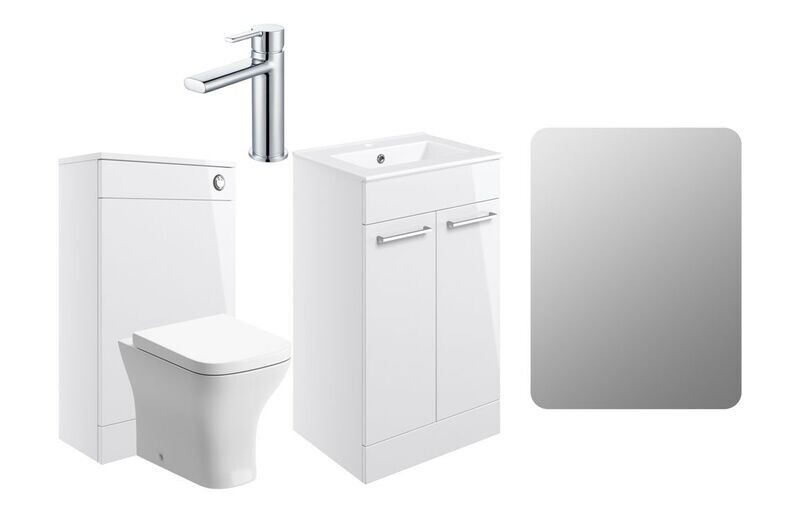 Libby 510mm F/S Furniture Pack - White Gloss w/Chrome Finishes