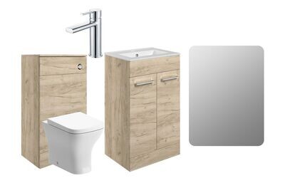 Libby 510mm Floor Standing Furniture Pack - Oak With Chrome Finishes