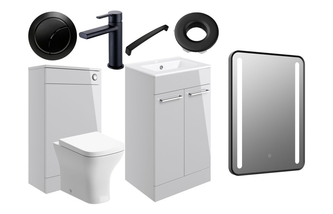 Libby 510mm F/S Furniture Pack - Grey Gloss w/Black Finishes