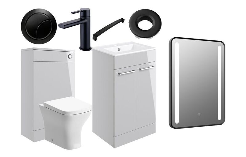 Libby 510mm F/S Furniture Pack - Grey Gloss w/Black Finishes