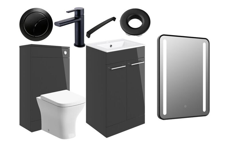 Libby 510mm F/S Furniture Pack - Anthracite Gloss w/Black Finishes