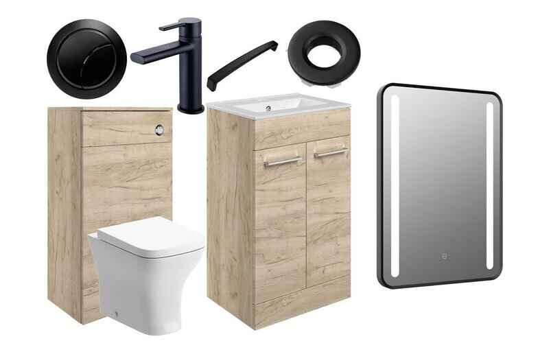 Libby 510mm F/S Furniture Pack - Oak w/Black Finishes