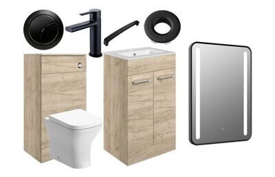 Libby 510mm Floor Standing Furniture Pack - Oak With Black Finishes