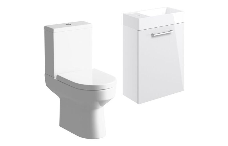 Libby 410mm W/H Basin Unit & C/C Toilet Pack - White Gloss