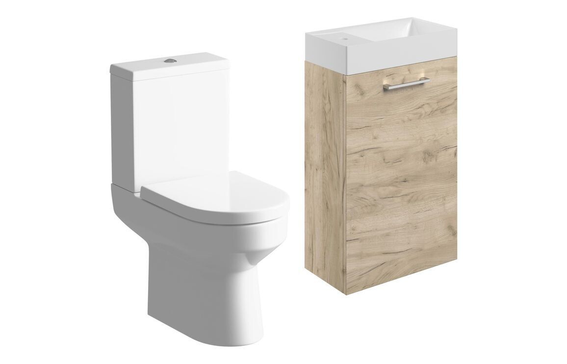Libby 410mm W/H Basin Unit & C/C Toilet Pack - Oak