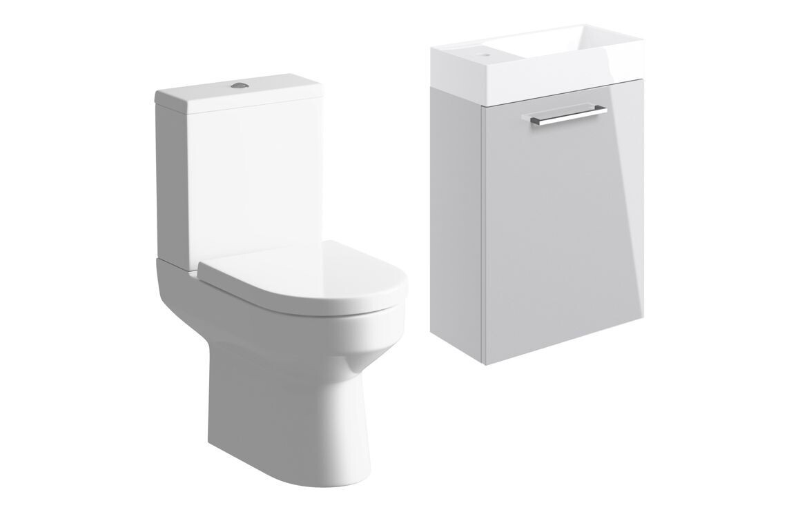 Libby 410mm W/H Basin Unit & C/C Toilet Pack - Grey Gloss