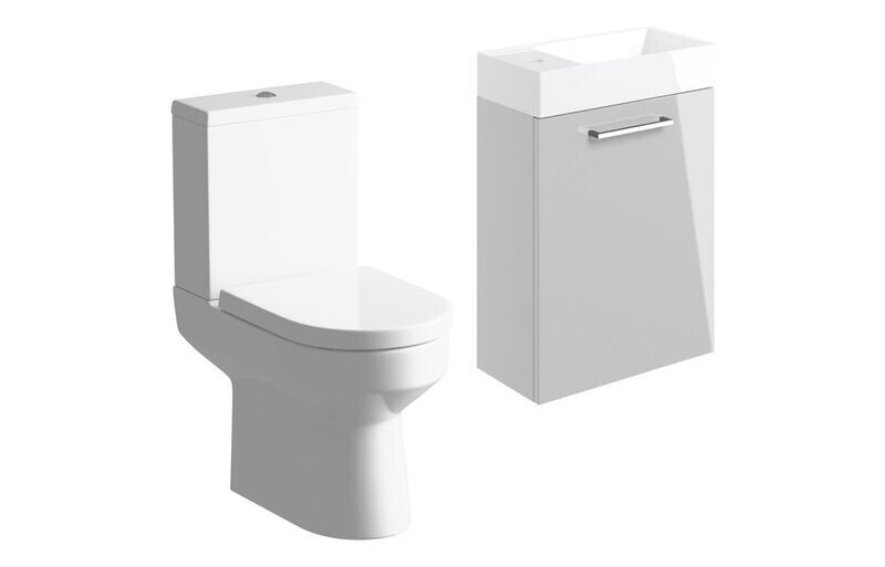 Libby 410mm W/H Basin Unit & C/C Toilet Pack - Grey Gloss