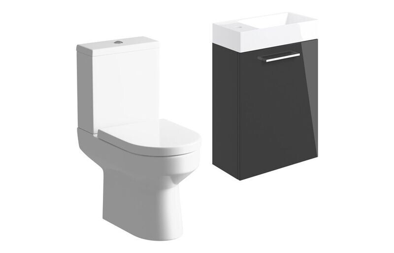 Libby 410mm W/H Basin Unit & C/C Toilet Pack - Anthracite Gloss