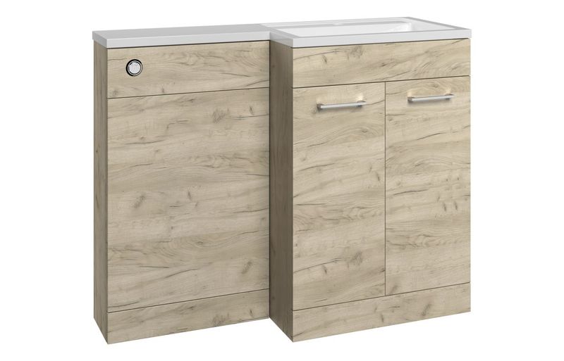 Eleanor 1000mm F/S L-Shape Pack & Basin (RH) - Oak