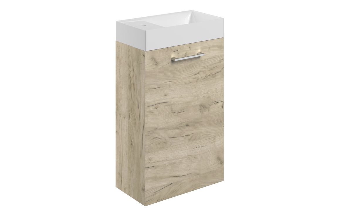Libby 410mm Wall Hung 1 Door Basin Unit & Basin - Oak