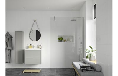 Athen 1000mm Wetroom Panel & Support Bar - Chrome