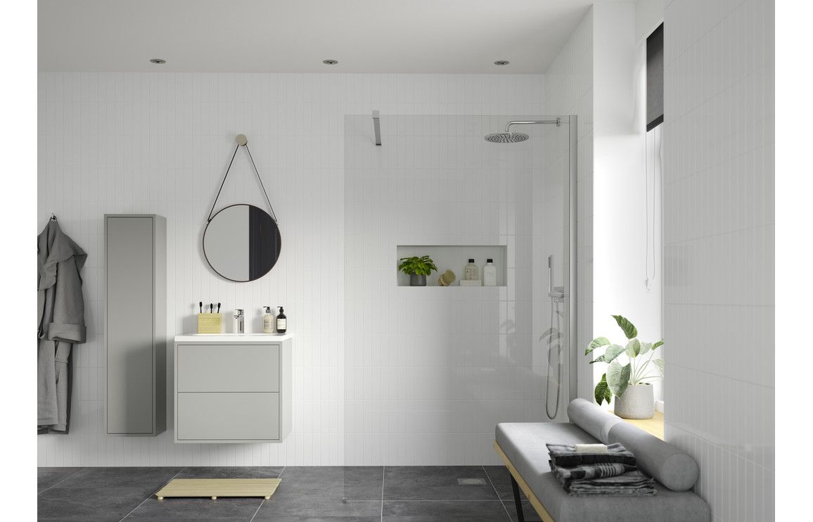 Athen 700mm Wetroom Panel & Support Bar - Chrome