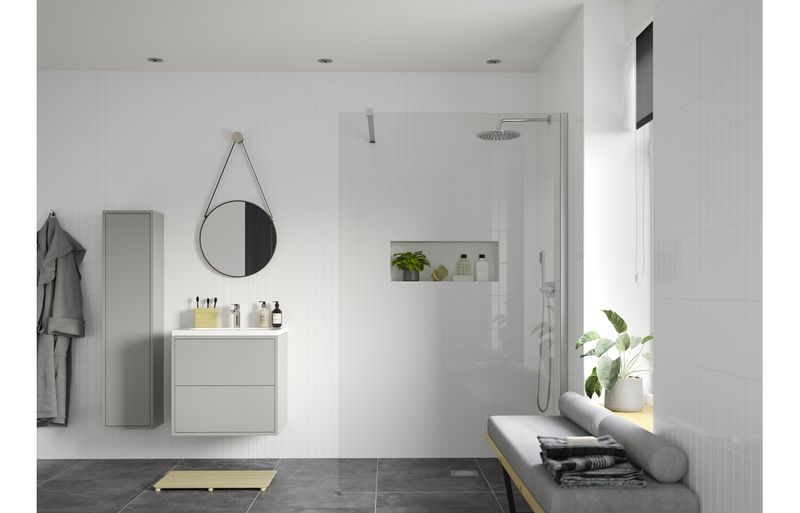 Athen 700mm Wetroom Panel & Support Bar - Chrome