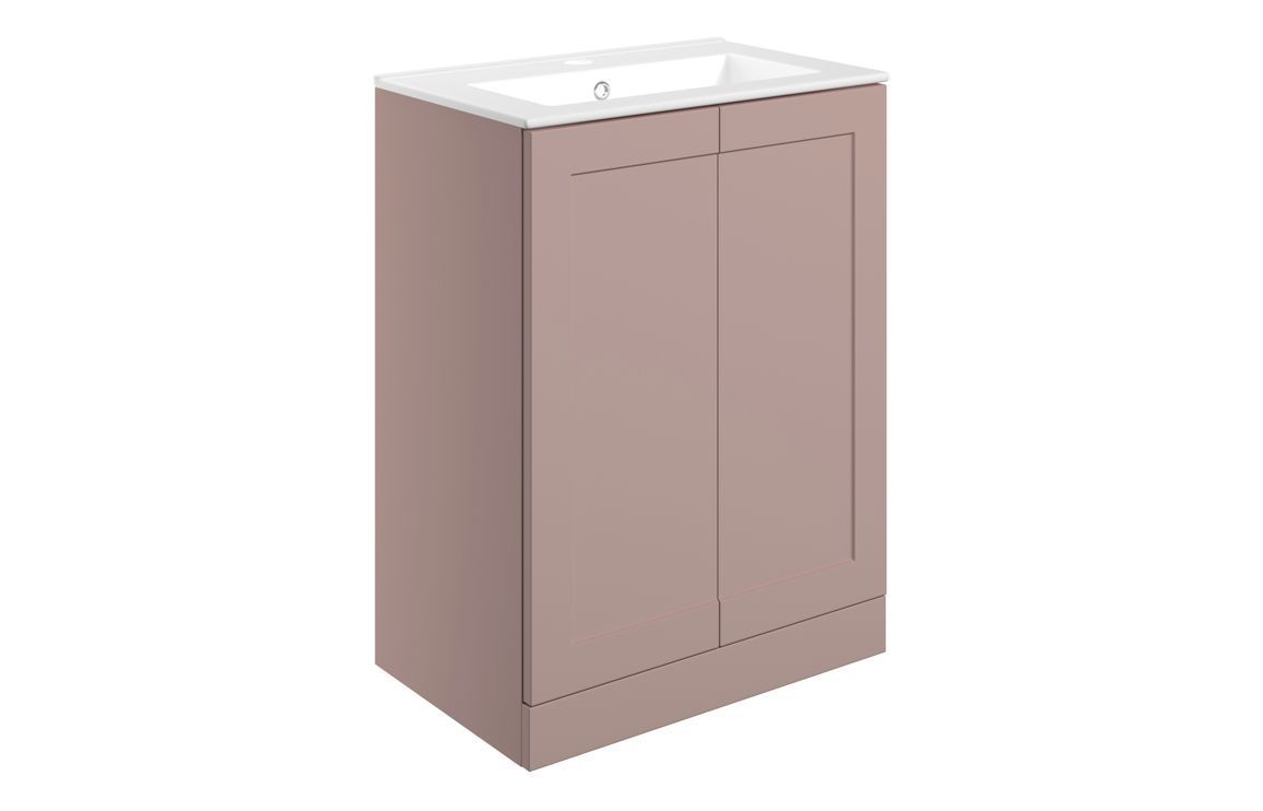 Florence - 615mm Floor Standing 2 Door Basin Unit & Basin - Matt Peony