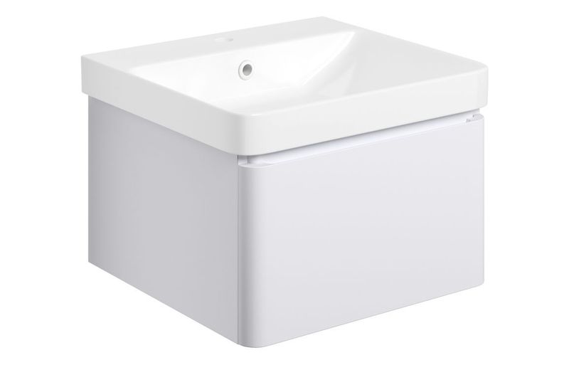 Colette 500mm Wall Hung 1 Drawer Basin Unit & Basin - Matt White