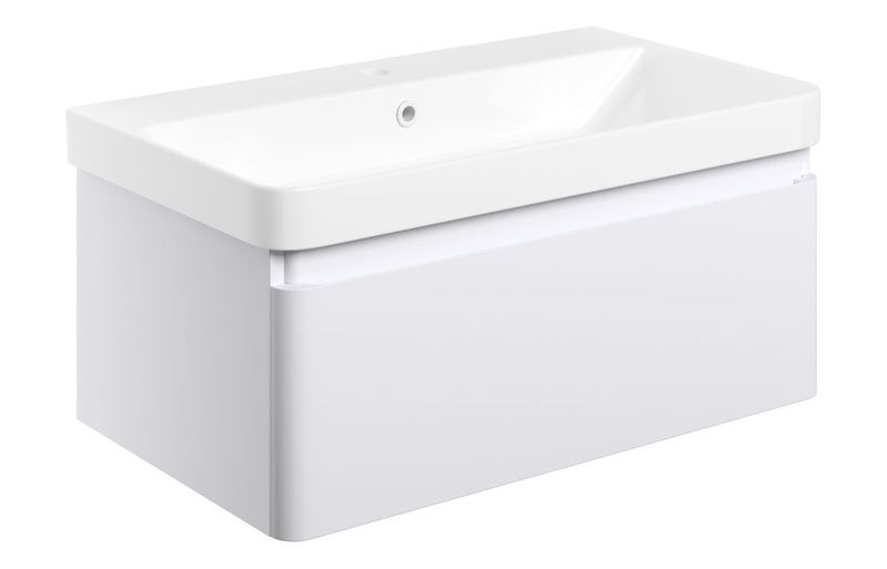 Colette 805mm Wall Hung 1 Drawer Basin Unit & Basin - Matt White