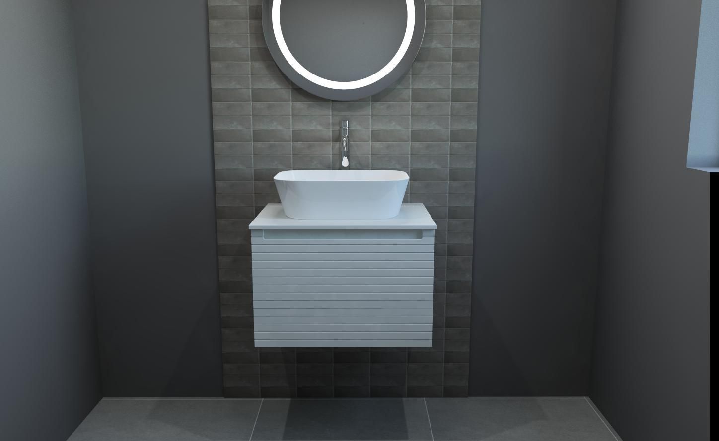 Esme 600 Wall Hung Matt Mineral Grey Vanity and Washbowl Bundle