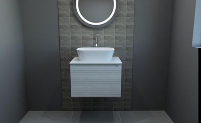 Esme 600 Wall Hung Matt Mineral Grey Vanity and Washbowl Bundle