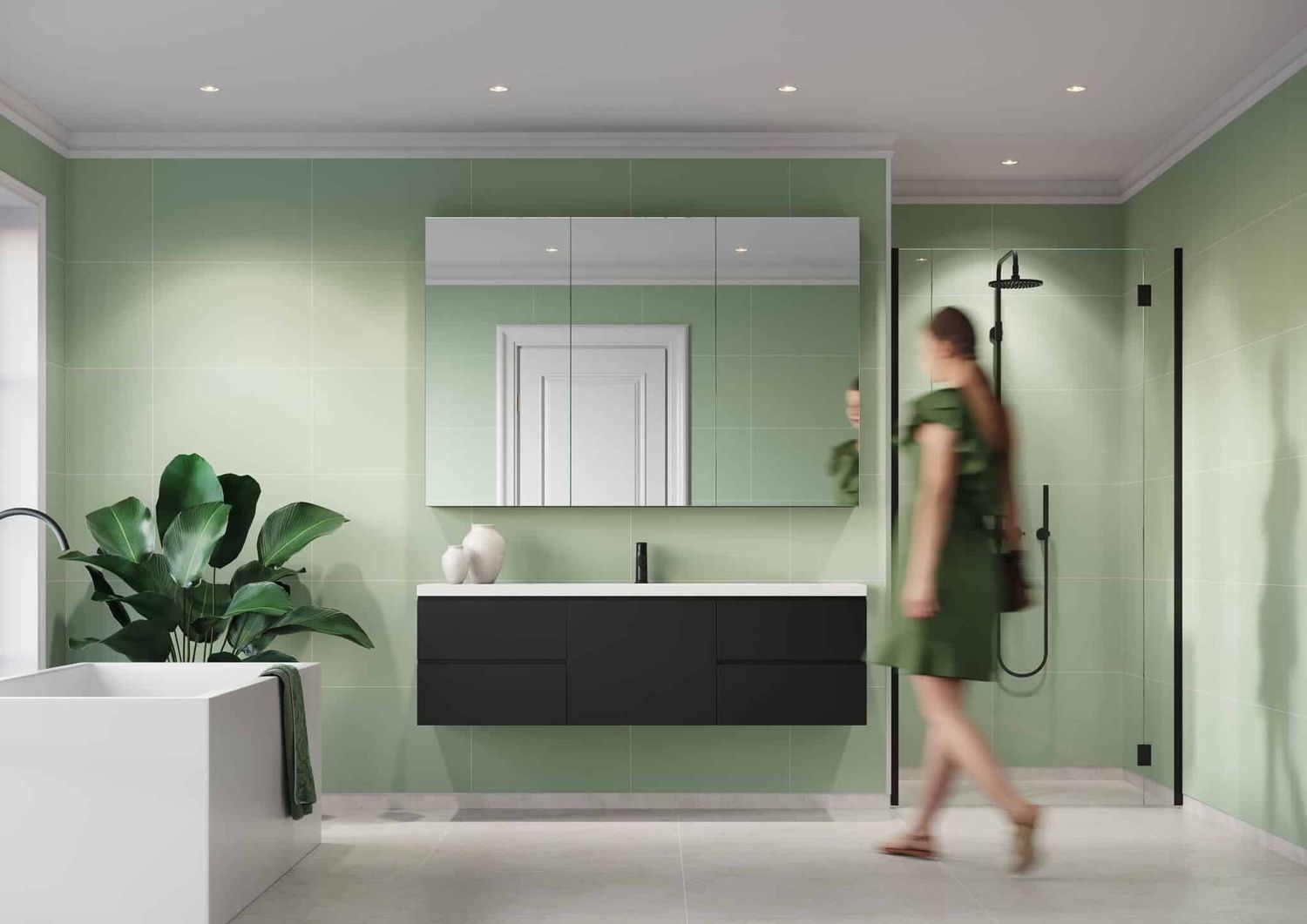Fibo Contemporary - Light Green (Tile Effect) - Single