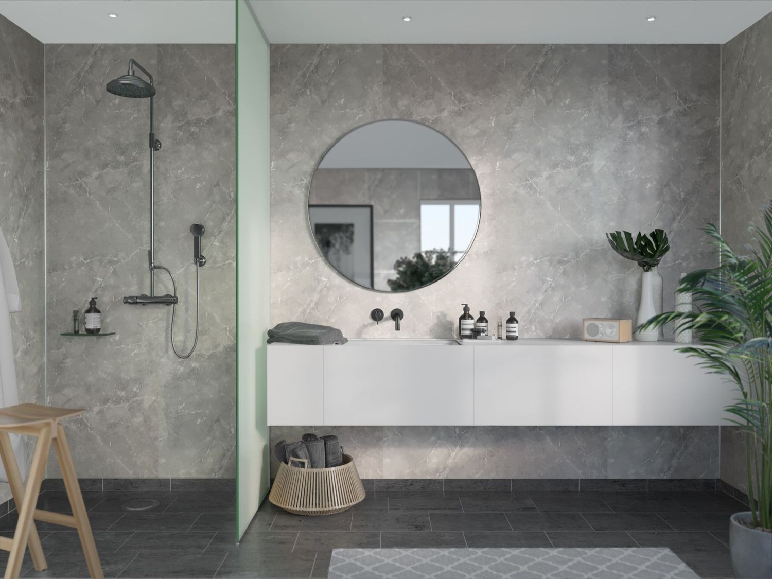 Fibo Marble - Grey Marble (Plain Marble) - Single
