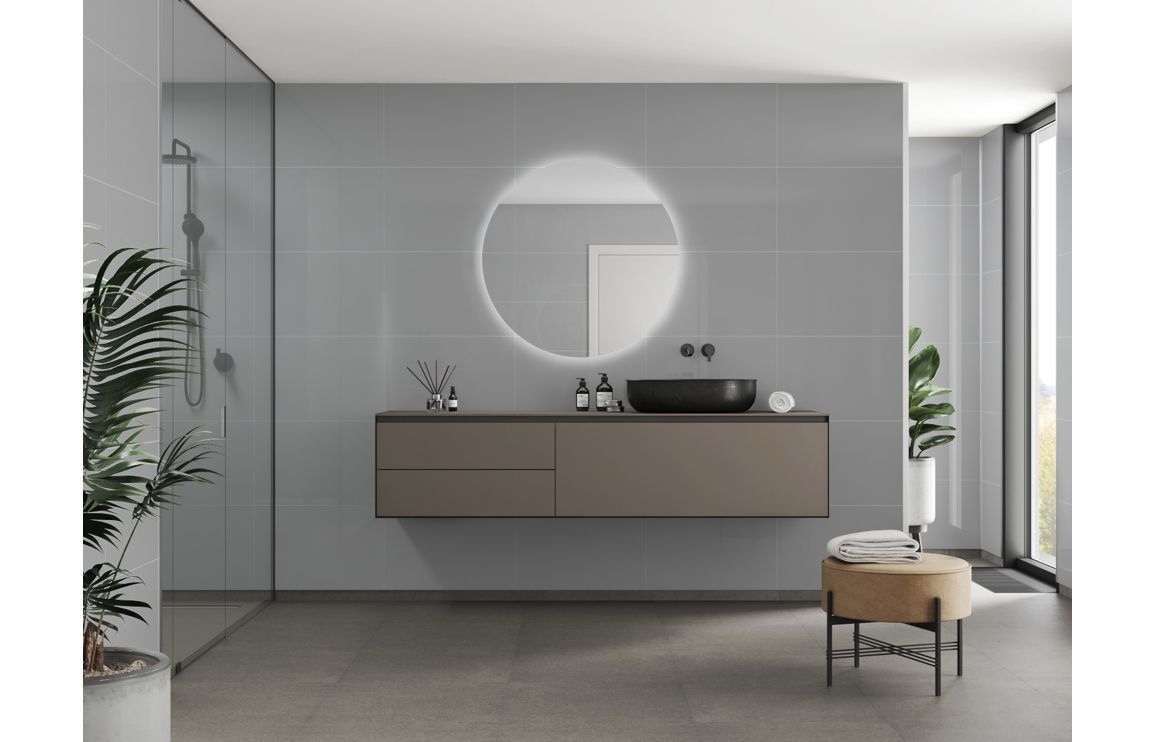 Fibo Contemporary - Medium Grey (Tile Effect) - Single