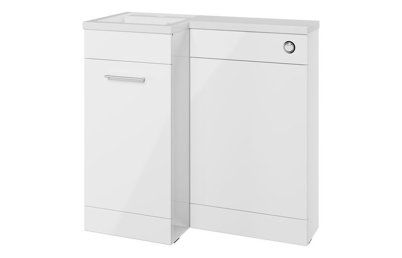 Eleanor 900mm F/S L-Shape Pack & Basin (LH) - White Gloss