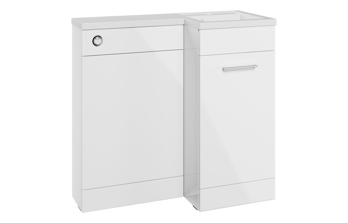 Eleanor 900mm F/S L-Shape Pack & Basin (RH) - White Gloss