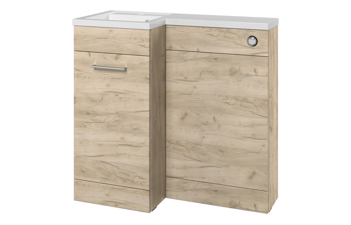 Eleanor 900mm F/S L-Shape Pack & Basin (LH) - Oak