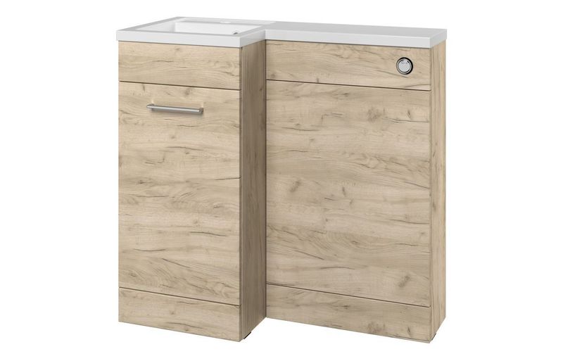Eleanor 900mm F/S L-Shape Pack & Basin (LH) - Oak